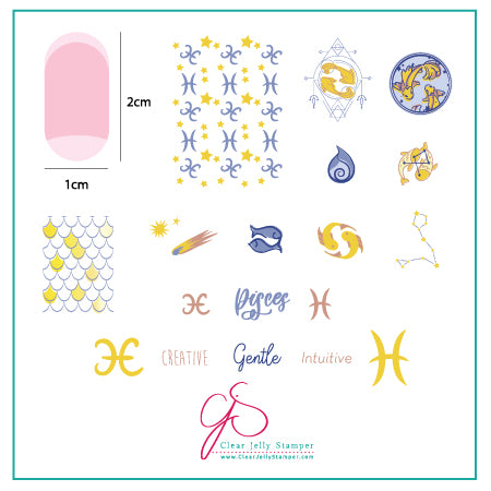 Pisces (CjSZ-13) Steel Stamping Plate 6x6 Clear Jelly Stamper