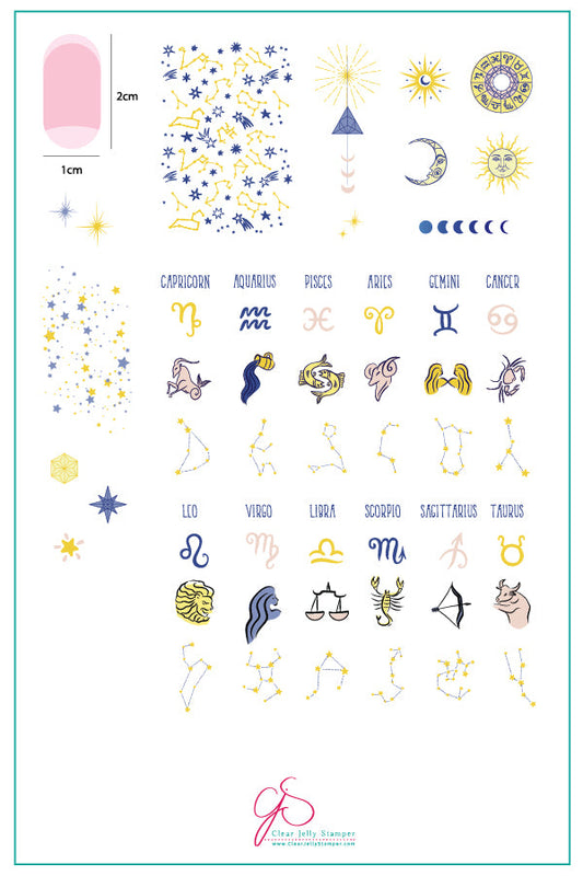 What's your Sign? (CjSZ-01) Steel Stamping Plate 14 x 9 Clear Jelly Stamper