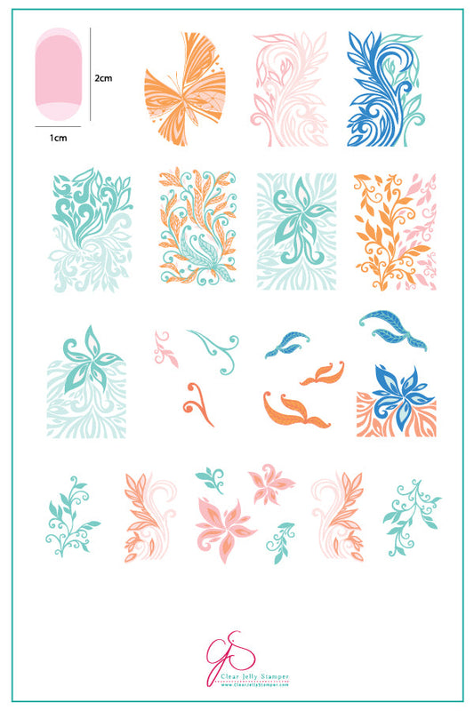 Elegant Swirl (CjS-149) Steel Nail Art Stamping Plate 14 x 9 Clear Jelly Stamper