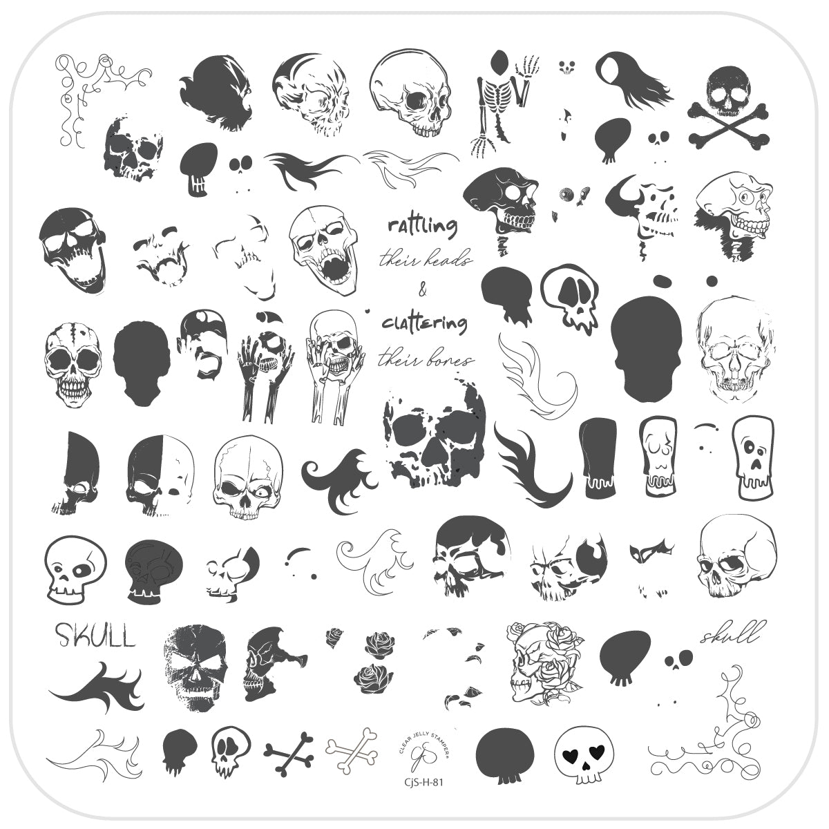 Clattering Bones (CjS-H-81) Etched Nail Art Stamping Plate