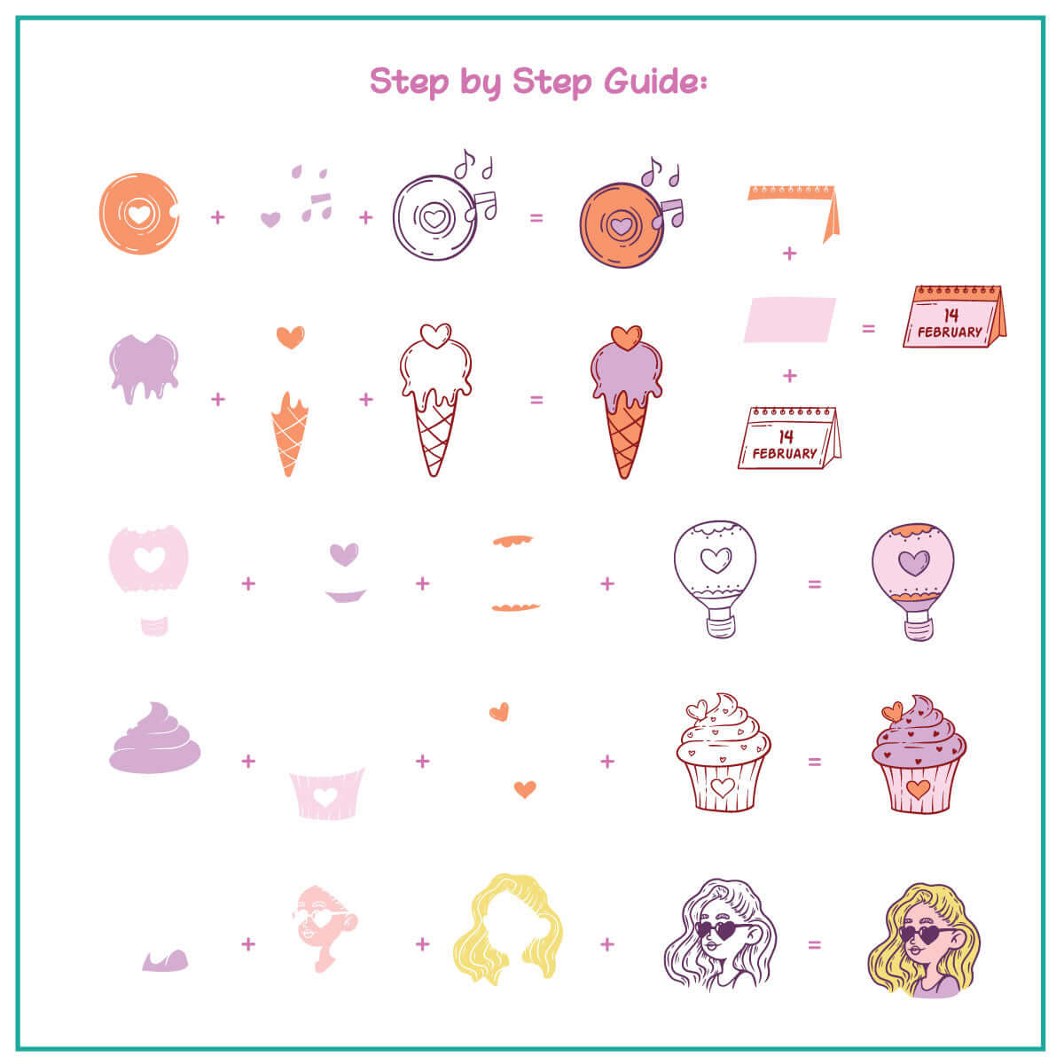 layered-nail-art-stamping-plate-how-to-card-showing-colorful-designs-of-cupcakes-ice-cream-cone-hot-air-balloon