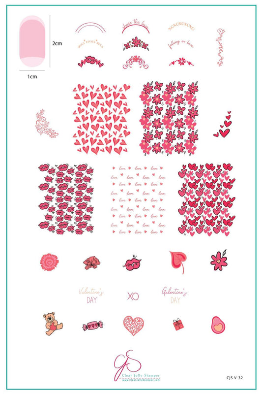 layered-nail-art-stamping-plate-inspo-card-showing-colorful-designs-of-lips-hearts-flowers-and-words-for-nail-art