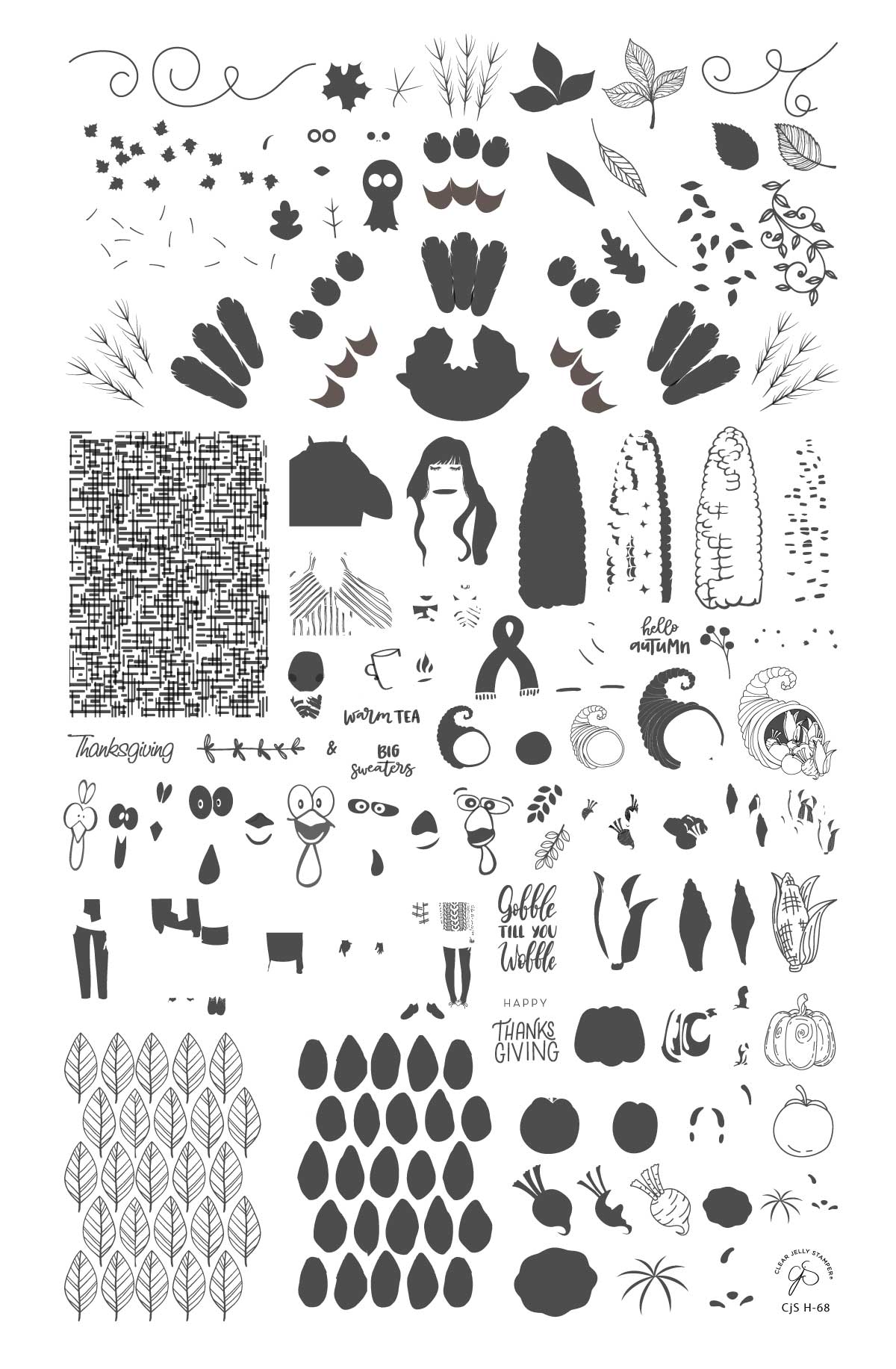 Gobble Till You Wobble (CjS-H-68) Etched Nail Art Stamping Plate