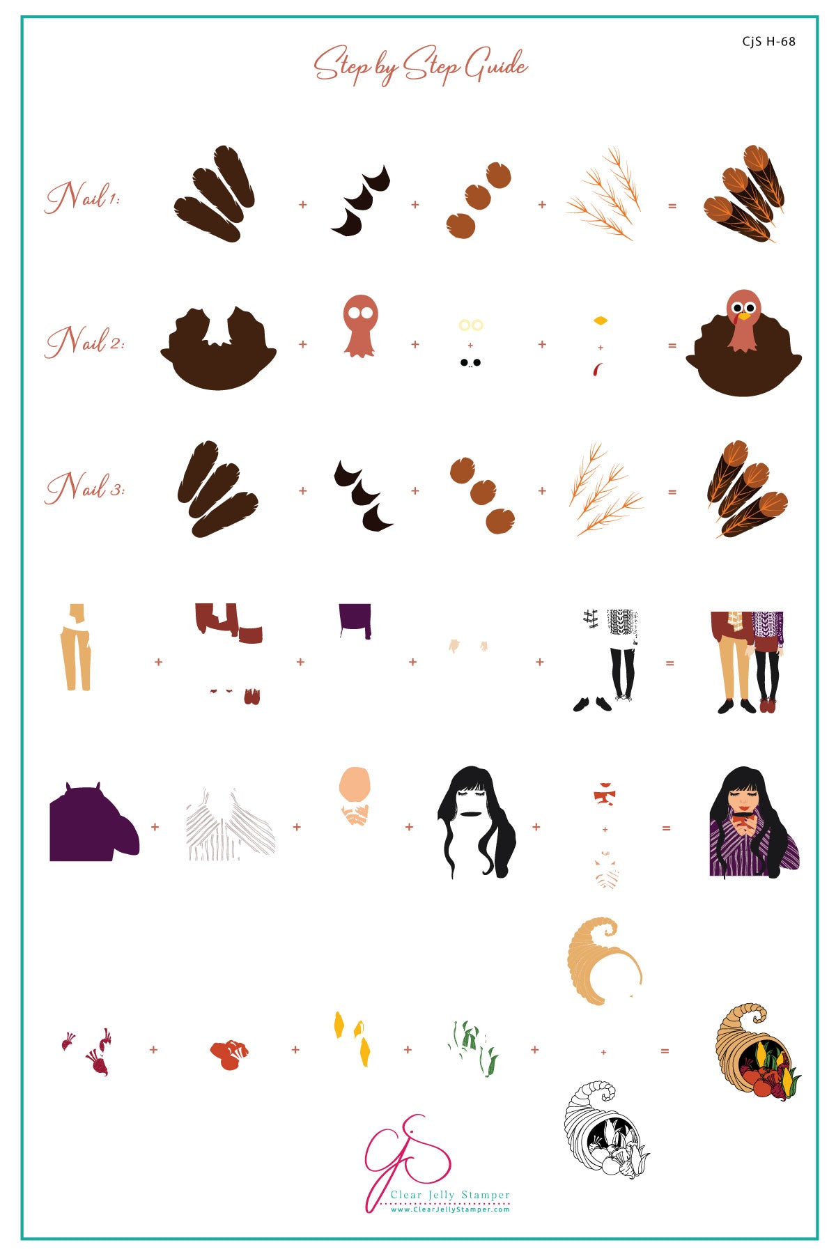 Gobble Till You Wobble (CjS-H-68) Etched Nail Art Stamping Plate