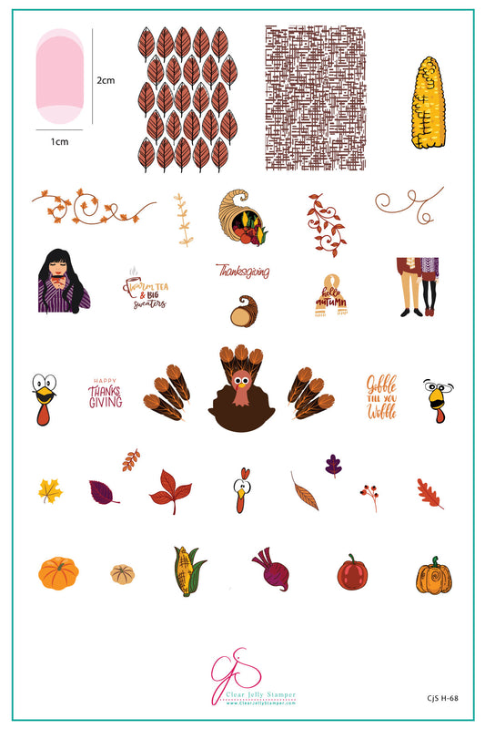 Gobble Till You Wobble (CjS-H-68) Etched Nail Art Stamping Plate