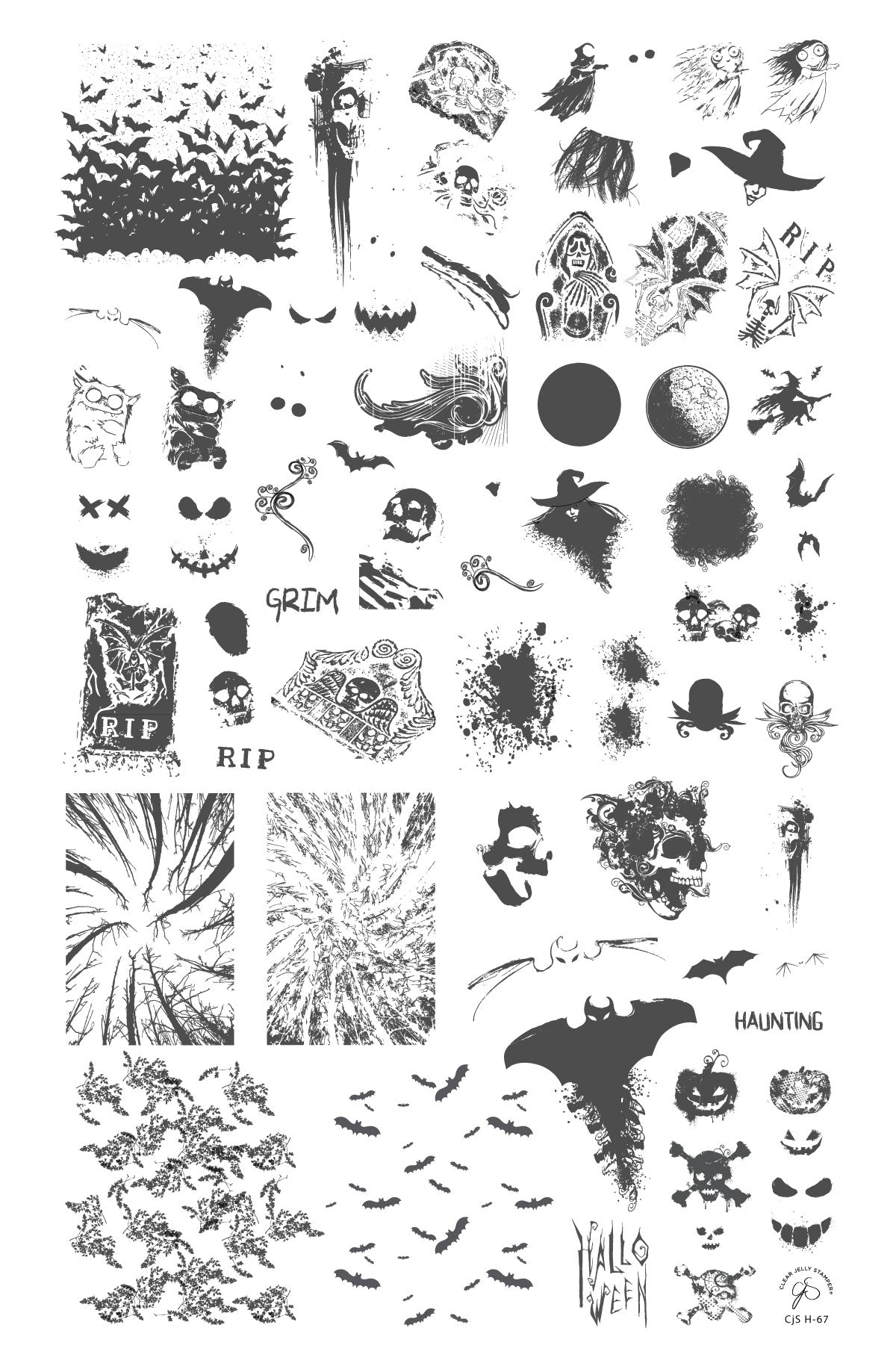 Grunge Halloween (CjSH-67) Etched Nail Art Stamping Plate