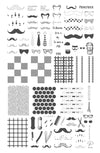 Grow A Mo (CjS-222) Steel Nail Art Layered Stamping Plate