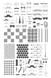 Grow A Mo (CjS-222) Steel Nail Art Layered Stamping Plate