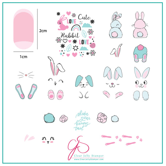 Bunny Bits (CjSH-53) Etched Nail Art Stamping Plate