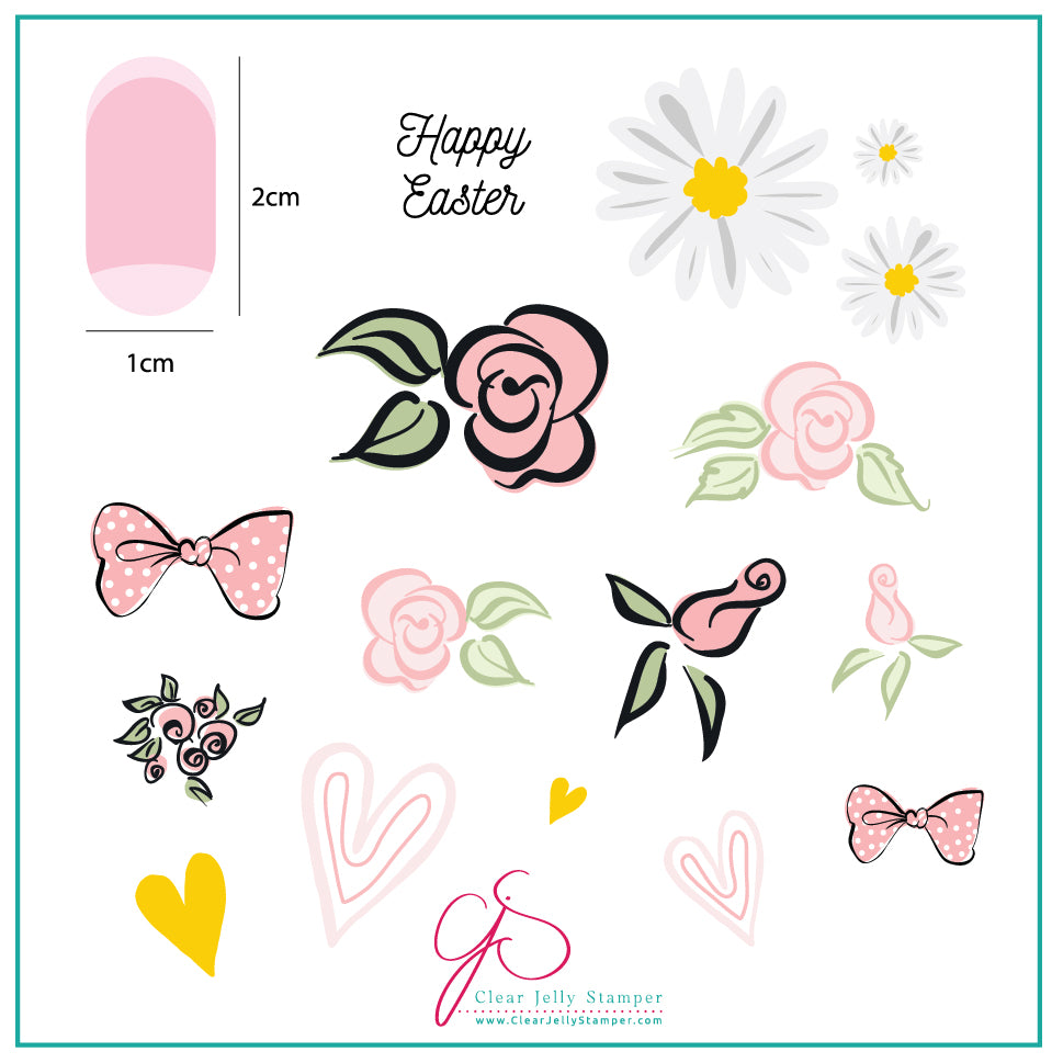 Easter Egg Dainty Decals (CjSH-54) Steel Stamping Plate 8 x 8 Clear Jelly Stamper