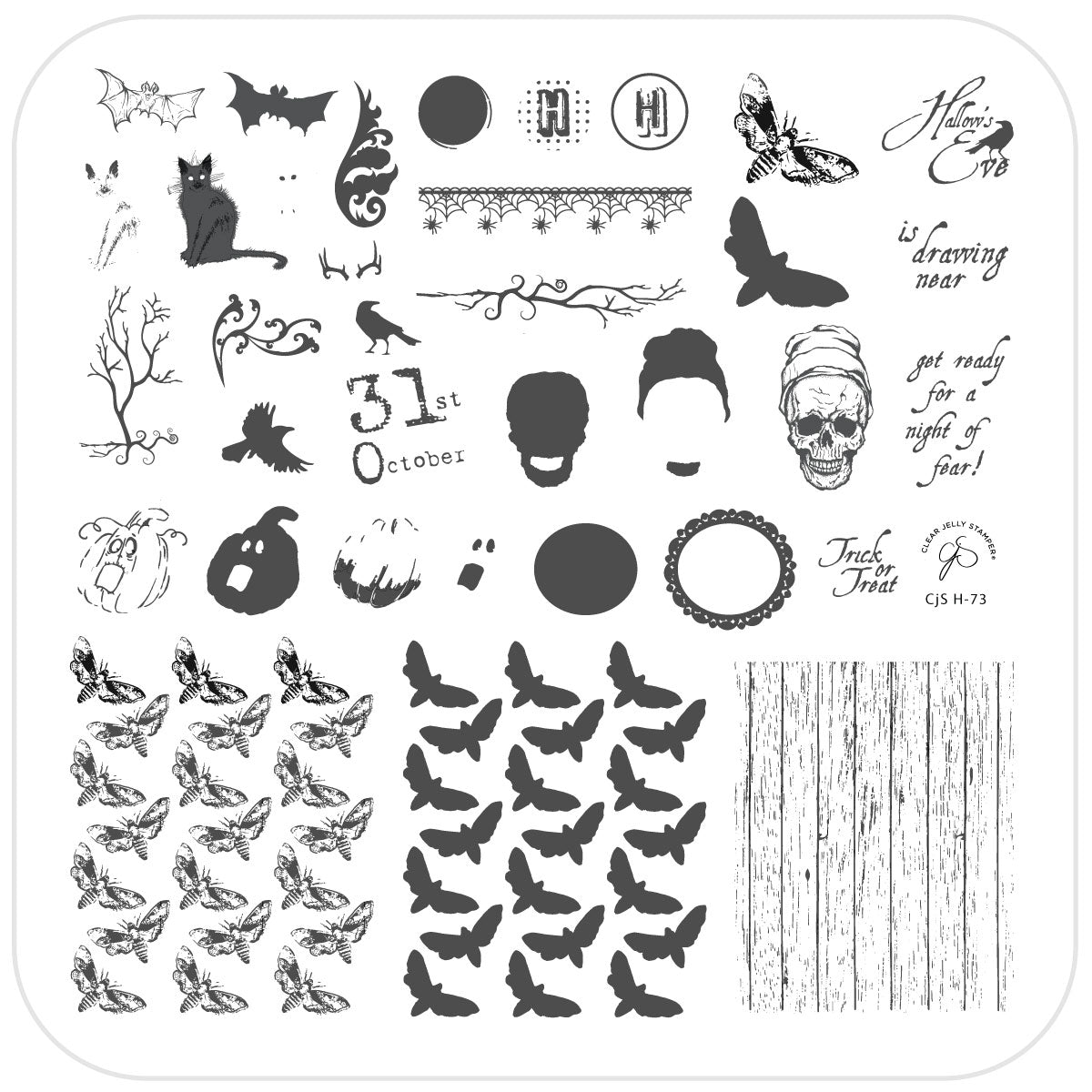 Hallow's Eve (CjS-H-73) Etched Nail Art Stamping Plate