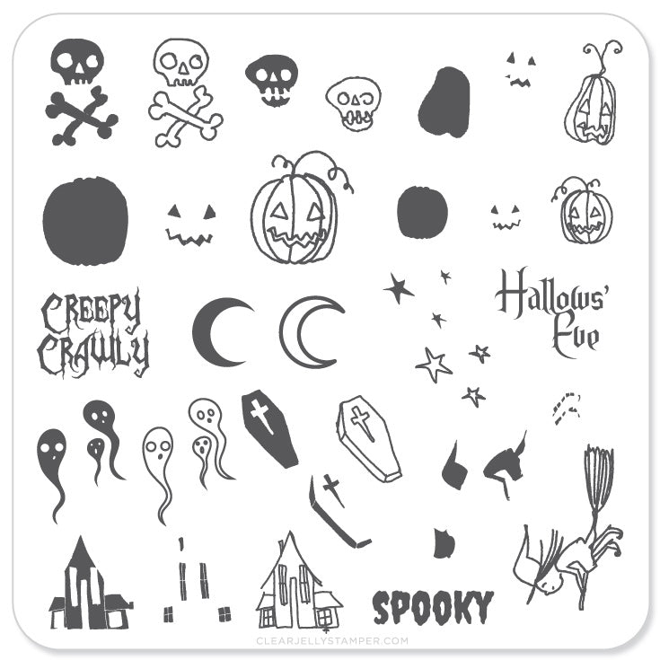 Halloween - Spooky (CjSH-05) - Steel Stamping Plate 6x6 Clear Jelly Stamper