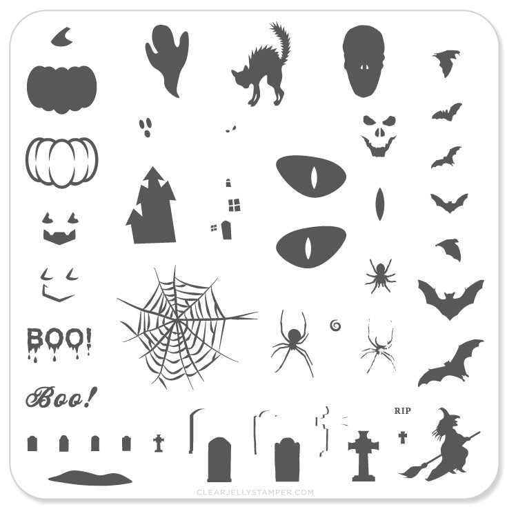 Halloween - Boo (CjSH-06) - Steel Stamping Plate 6x6 Clear Jelly Stamper