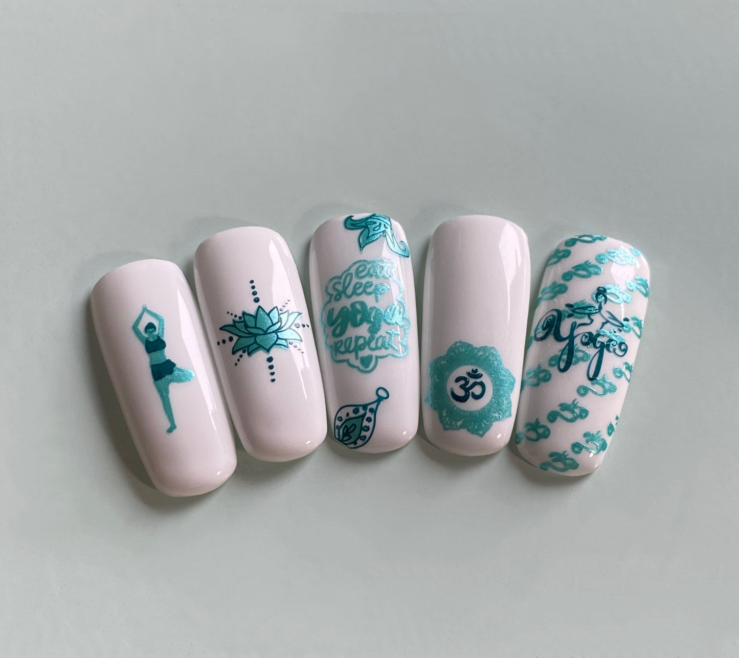 Eat, Sleep, Yoga, Repeat! (CjS-206) Steel Stamping Nail Art Plate 8 x 8 Clear Jelly Stamper