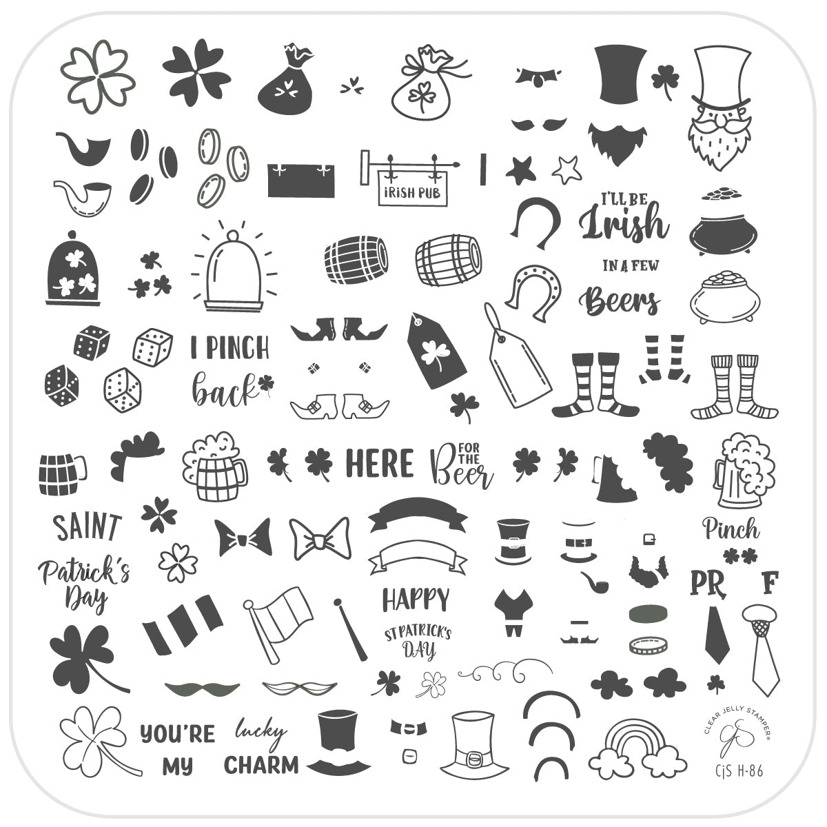 I Pinch Back (CjSH-86) Etched Nail Art Stamping Plate