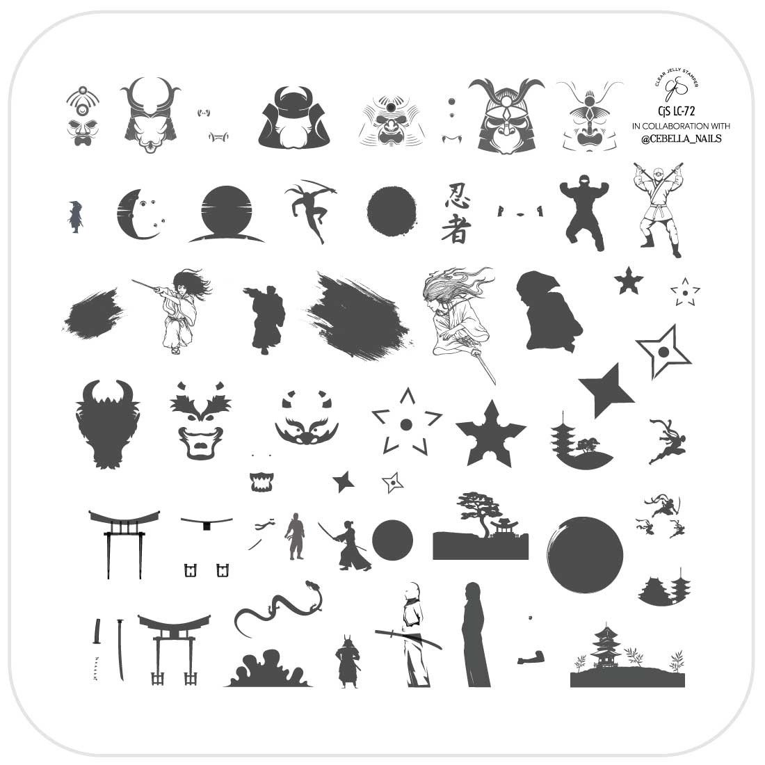 Samurai (CjSLC-72) Steel Stamping Plate 8 x 8 Clear Jelly Stamper