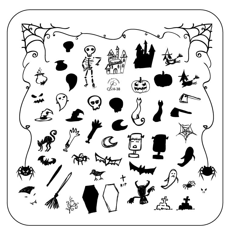 Haunted Doodle (CjSH-38) Steel Stamping Plate 6x6 Clear Jelly Stamper