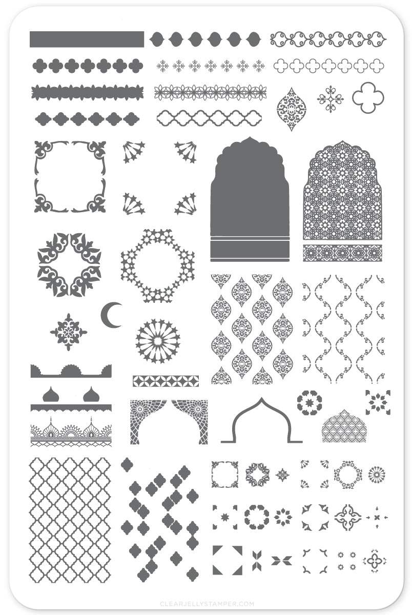 Moorish Motifs (Morocco and Spain) - (CjS LC-26) - Steel Stamping Plate 14 x 9 Clear Jelly Stamper