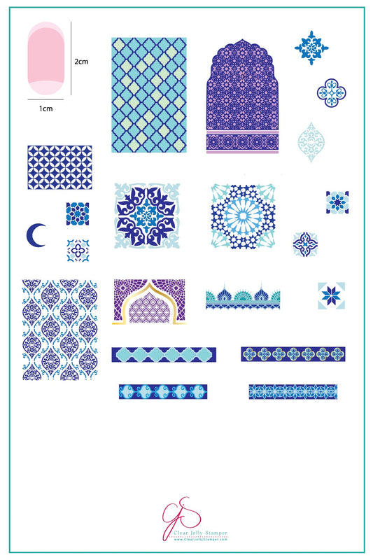 Moorish Motifs (Morocco and Spain) - (CjS LC-26) - Steel Stamping Plate 14 x 9 Clear Jelly Stamper