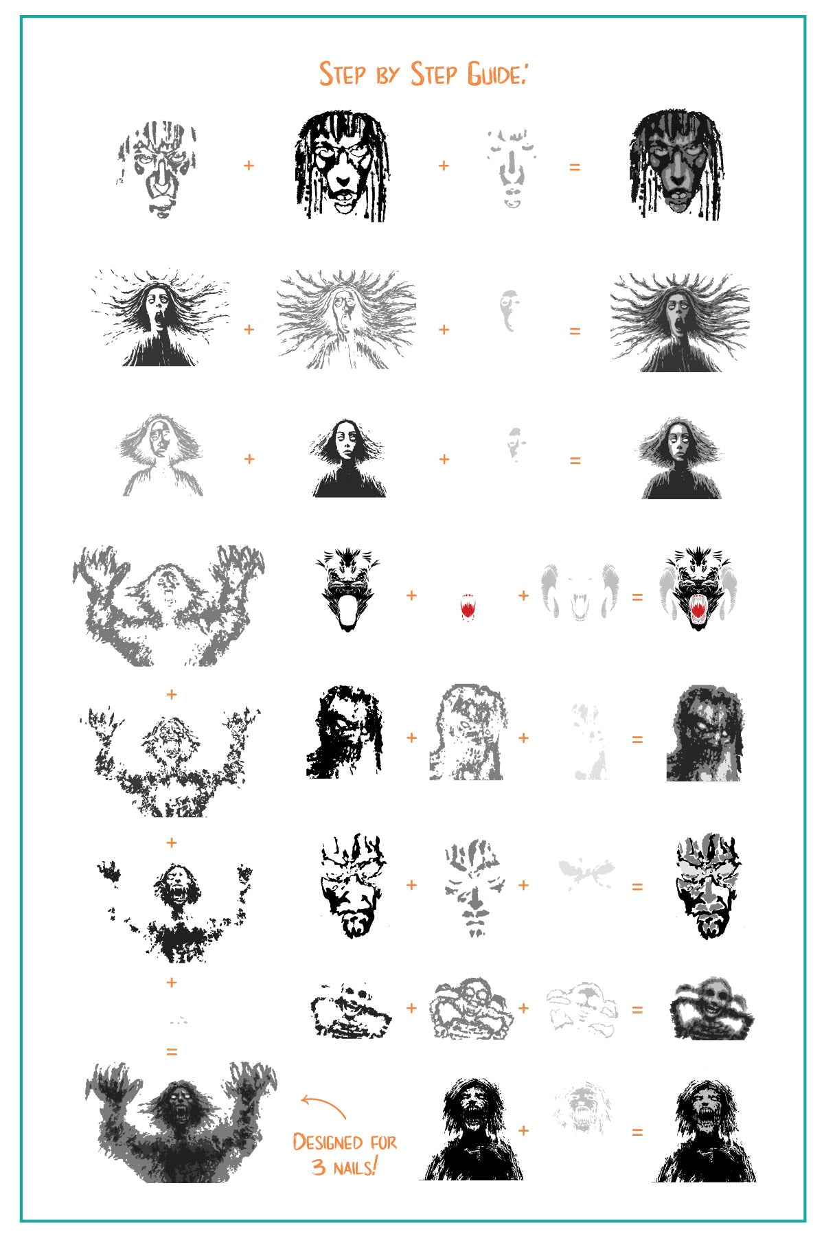 Nightmare (CjSH-82) Etched Nail Art Stamping Plate