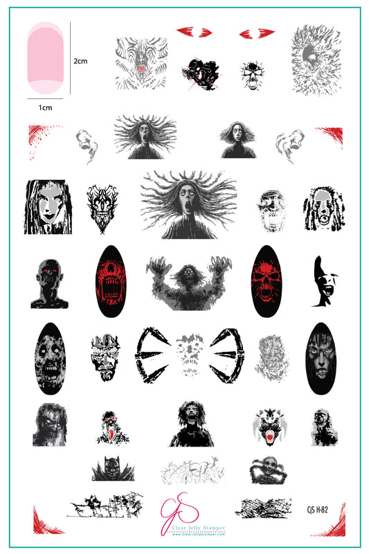 Nightmare (CjSH-82) Etched Nail Art Stamping Plate