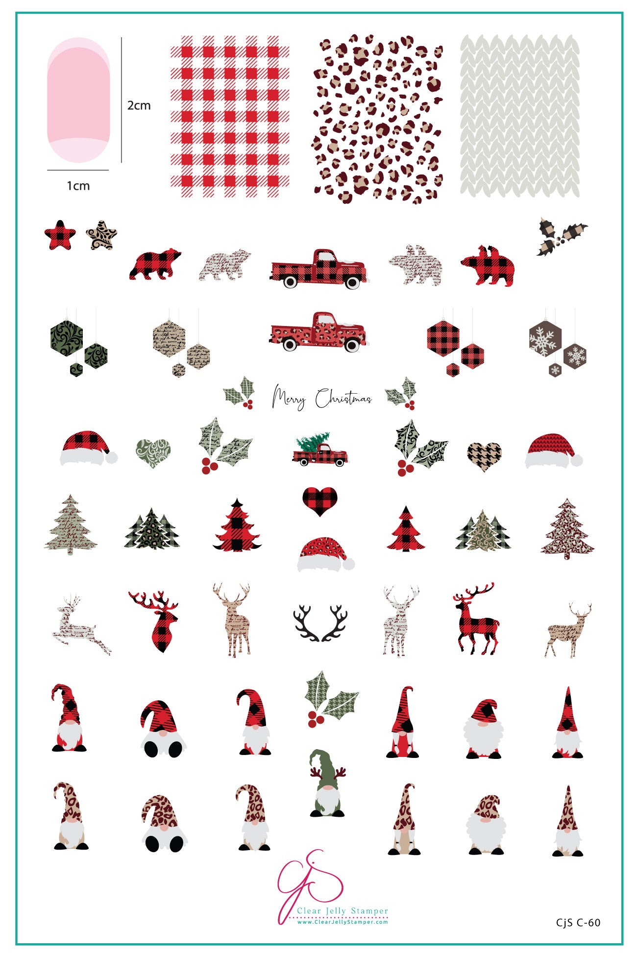 Patterned Holidays (CjSC-60) Etched Nail Art Stamping Plate