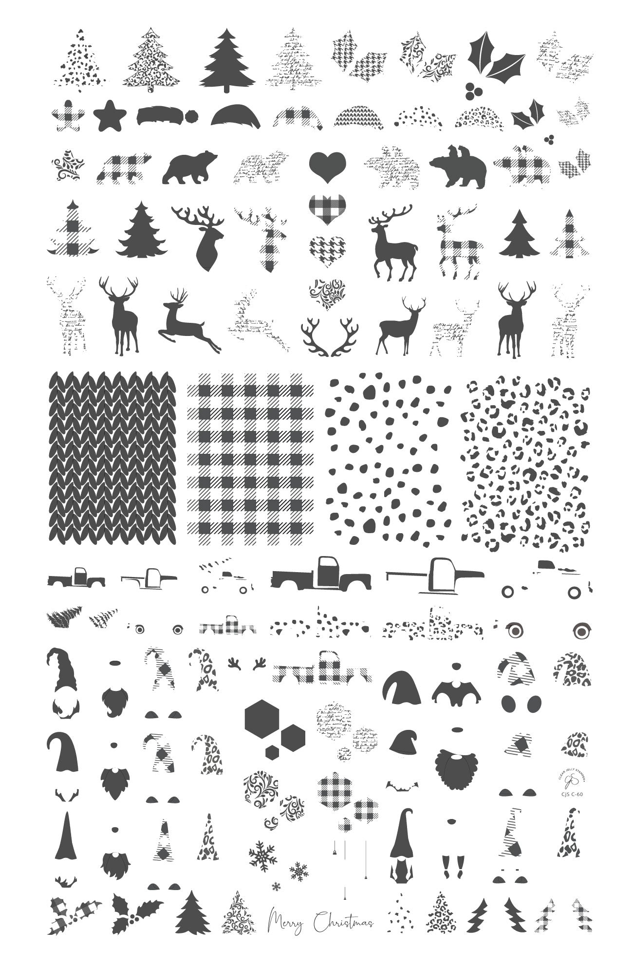Patterned Holidays (CjSC-60) Etched Nail Art Stamping Plate