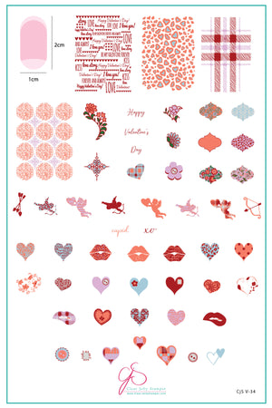 Patterned Valentines (CjSV-34) Steel Layered Nail Art Stamping Plate