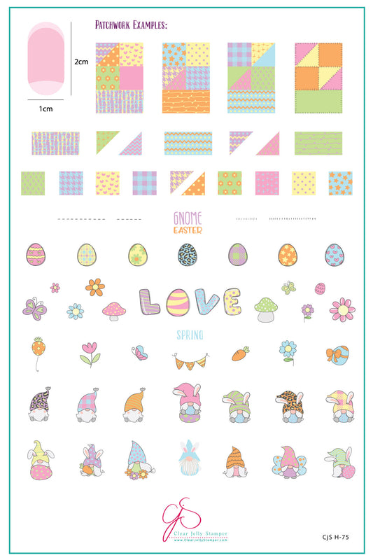 Patterned Easter Gnomes (CjSH-75) Etched Nail Art Stamping Plate