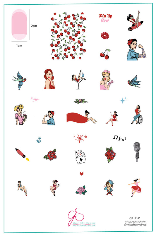 Pin-Up (CjSLC-85) Etched Nail Art Stamping Plate