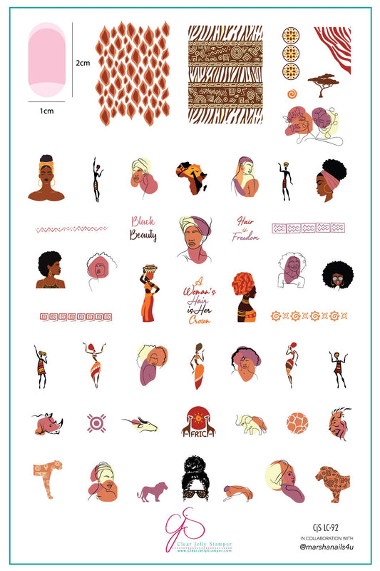 Pride of Black Beauty (CjSLC-92) Etched Nail Art Stamping Plate