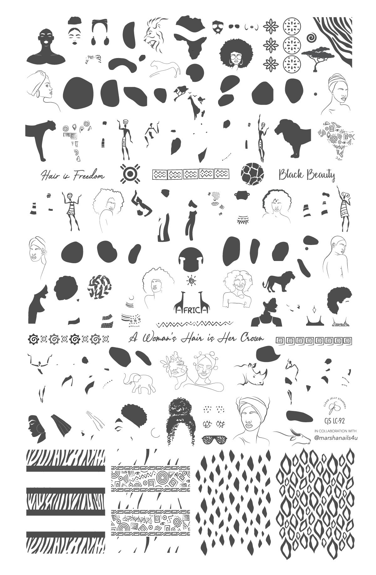 Pride of Black Beauty (CjSLC-92) Steel Nail Art Stamping Plate