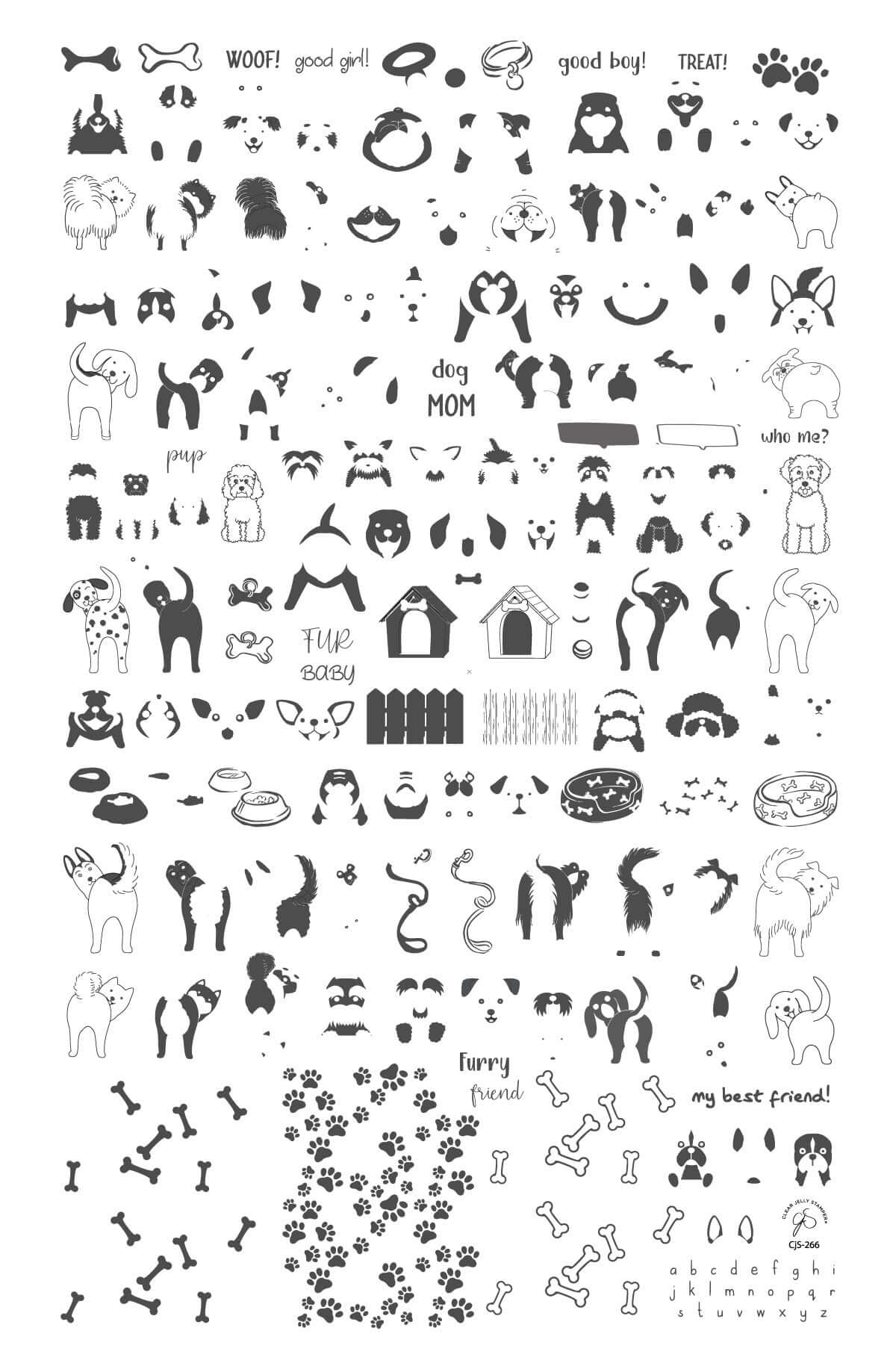 layered-nail-art-stamping-plate-with-designs-of-different-dogs-breeds-bones-collars-dog-bowls-and-words-for-nail-art