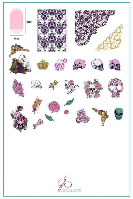 Romantic Rebel (CjS LC-31) Steel Stamping Plate 14 x 9 Clear Jelly Stamper