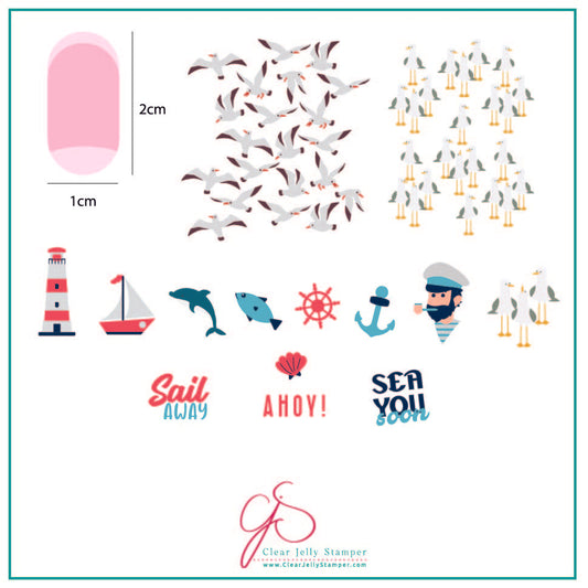 Sail Away (CjS-162) Steel Stamping Plate 8 x 8 Clear Jelly Stamper Plate