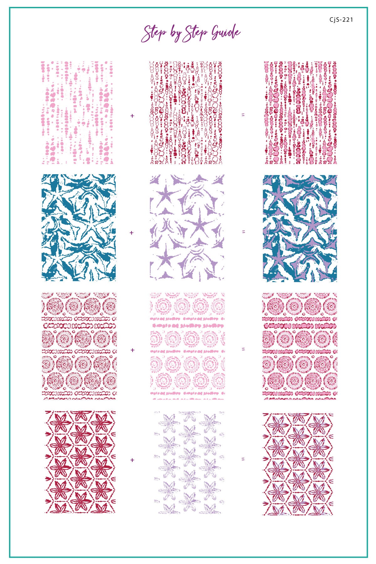 Shibori (CjS-221) Etched Nail Art Stamping Plate