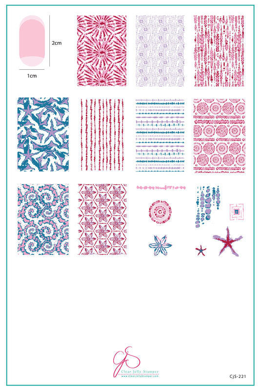 Shibori (CjS-221) Etched Nail Art Stamping Plate