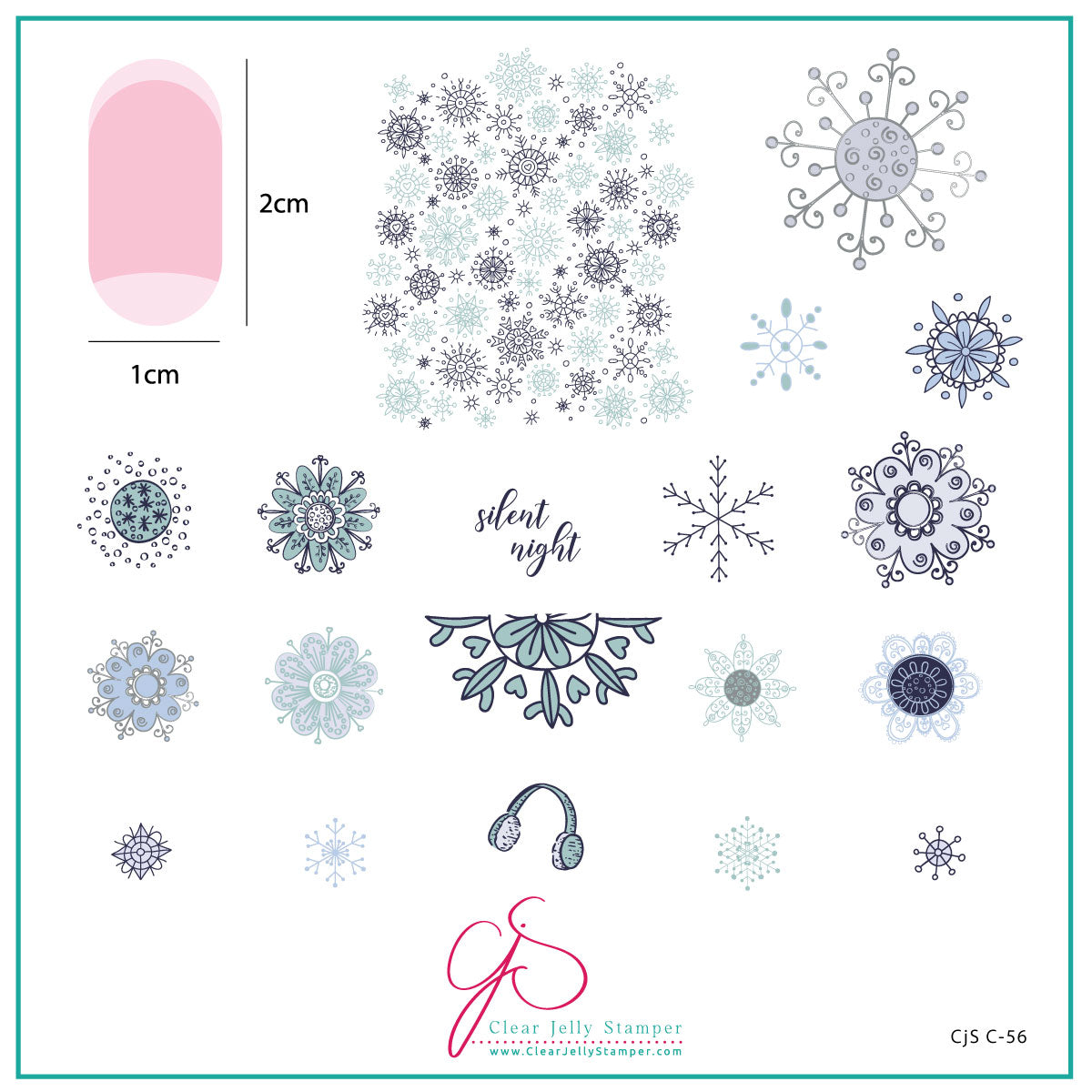 Silent Night (CjSC-56) Etched Nail Art Stamping Plate
