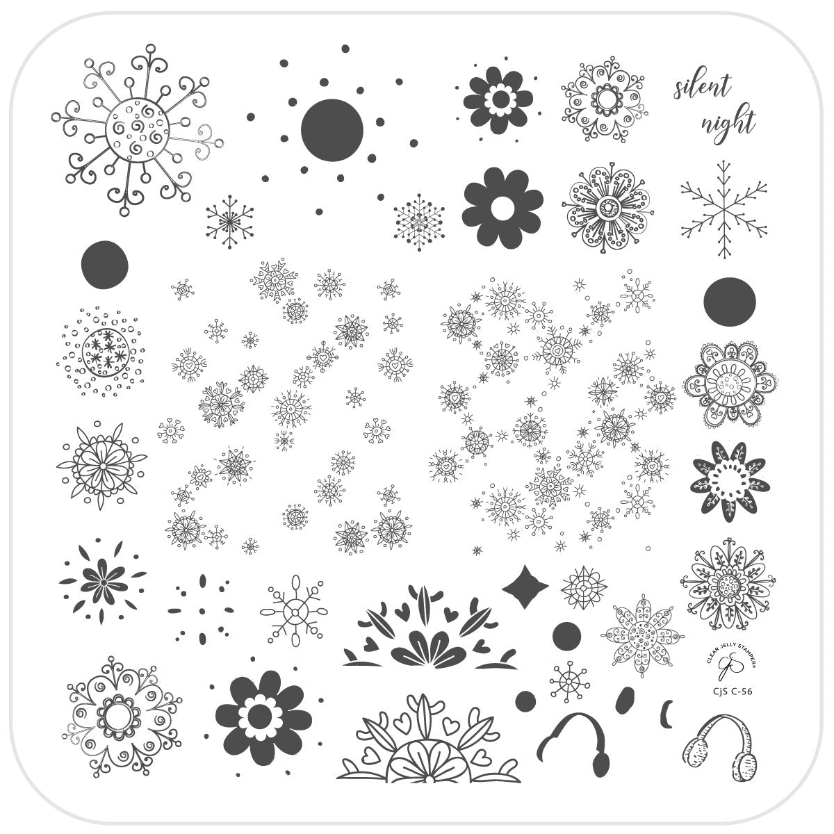 Silent Night (CjSC-56) Etched Nail Art Stamping Plate
