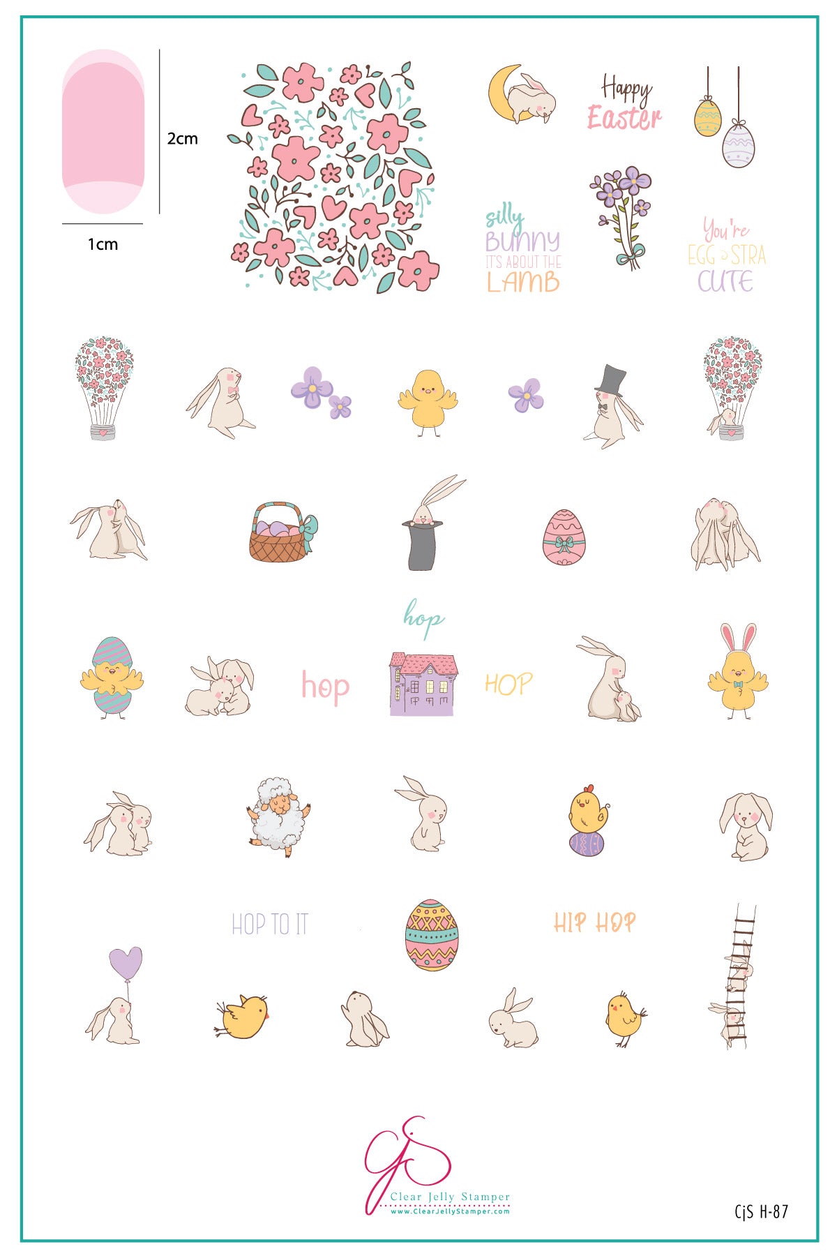 Silly Bunny (CjSH-87) Etched Nail Art Stamping Plate