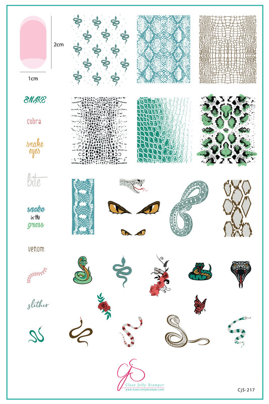 Snake (CjS-217) Etched Nail Art Stamping Plate