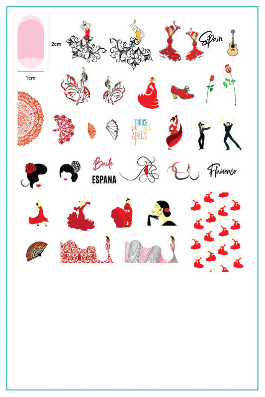 Dance with Spain (CjSLC-60) Steel Stamping Plate 14 x 9 Clear Jelly Stamper