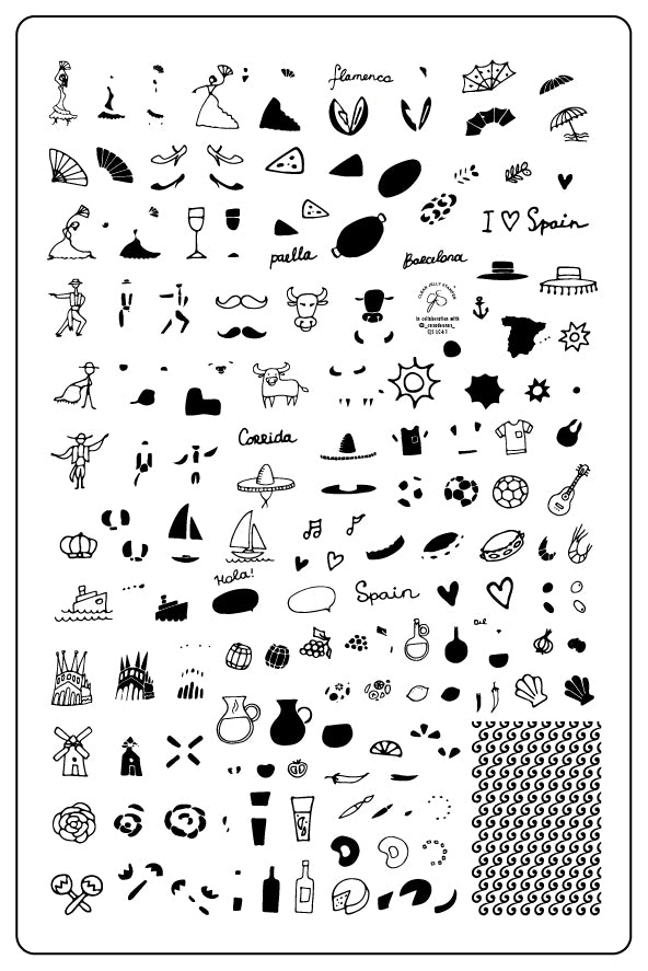 I Love Spain (CjSLC-61) Steel Stamping Plate 14 x 9 Clear Jelly Stamper