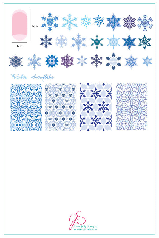 Frosted (CjS-144) Steel Nail Art Stamping Plate 14 x 9 Clear Jelly Stamper