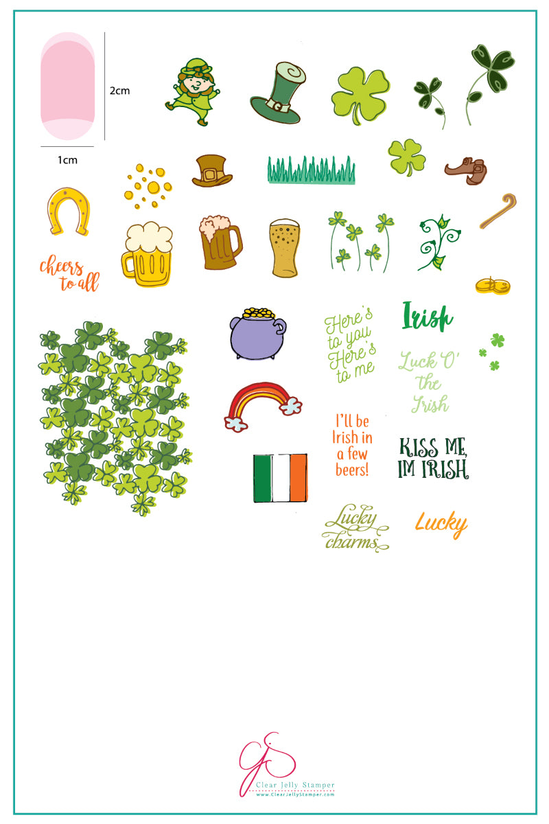 The Luck of the Irish (CjSH-14) Steel Stamping Plate 14 x 9 Clear Jelly Stamper Plate