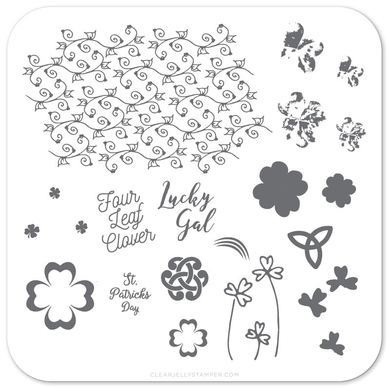 Four Leaf Clover (CjSH-18) - Steel Stamping Plate 6x6 Clear Jelly Stamper