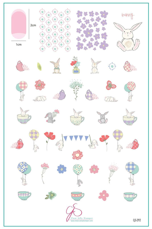 layered-nail-art-stamping-plate-inspo-card-with-colorful-designs-of-bunnies-balloons-flowers-and-teacups