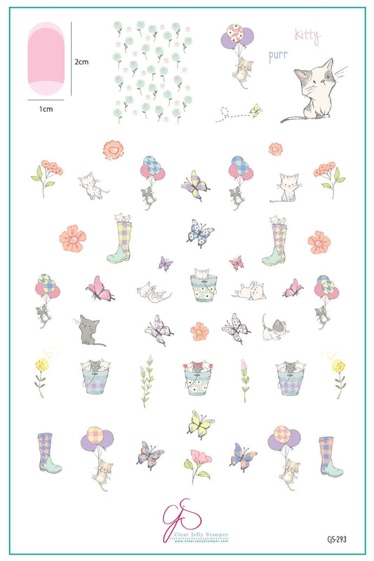 layered-nail-art-stamping-plate-inspo-cards-showing-colorful-designs-of-kittens-butterflies-flowers-and-rain-boots