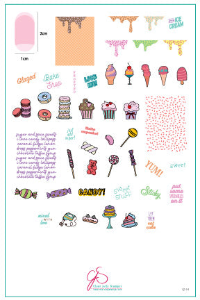 Sweet Stuff (CjS-54) Etched Nail Art Stamping Plate
