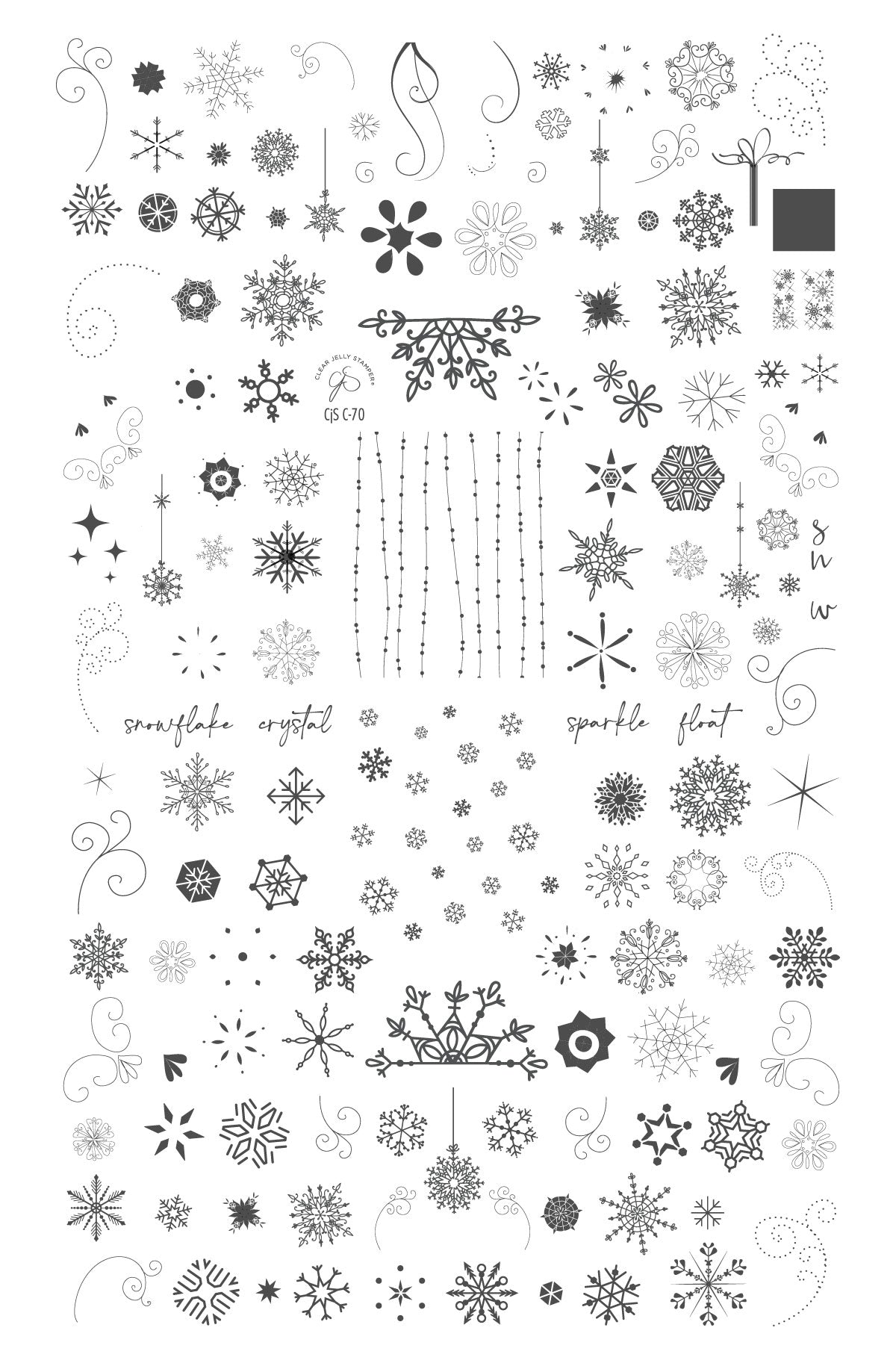 Swirling On Ice (CjSC-70) Etched Nail Art Stamping Plate